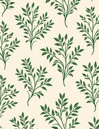 Dark Green Leafy Branch Repeat Rug