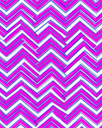 Bold Pink Blue Zigzag Geometric Pattern Rug