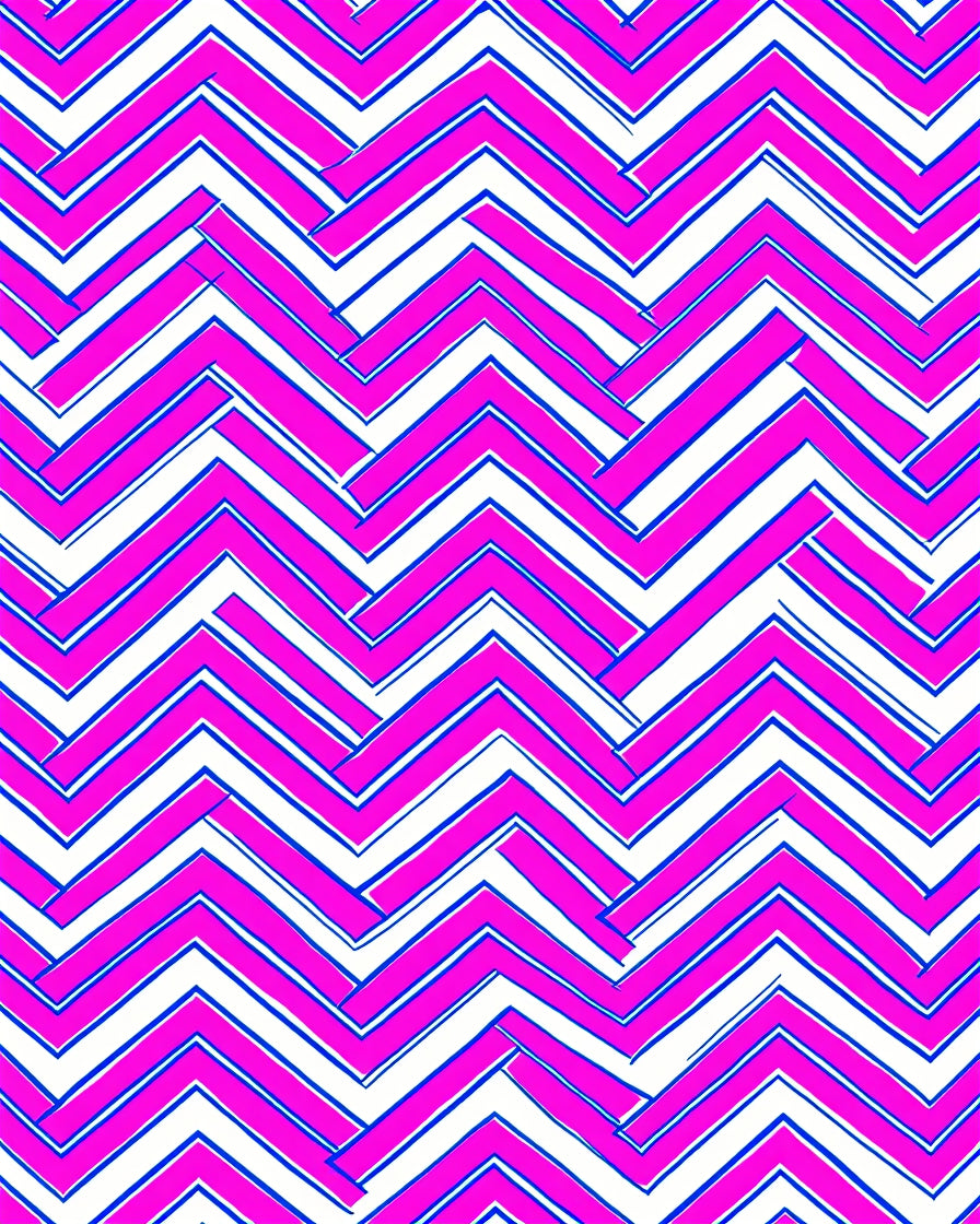 Bold Pink Blue Zigzag Geometric Pattern Rug