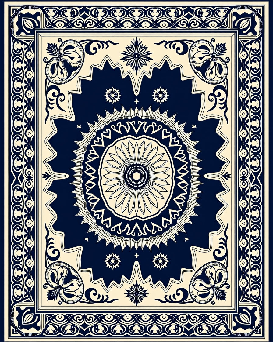 Intricate Floral Medallion Pattern Rug