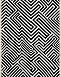 Bold Black White Maze Pattern Rug