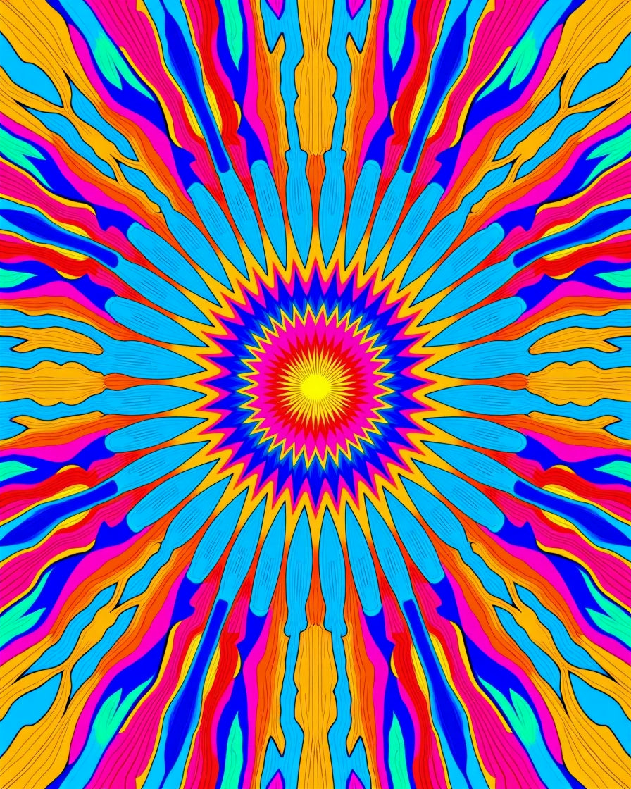 Vibrant Radial Sunburst Pattern Rug