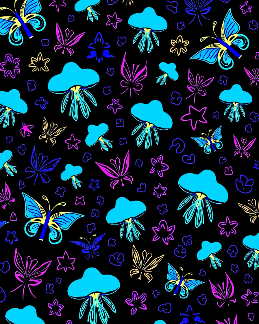 Vibrant Butterfly and Jellyfish Medley Rug
