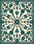 Teal Floral Starburst Pattern Rug