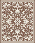 Ornate Floral Swirls Brown Rug