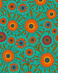 Vibrant Teal Floral Sunburst Design Rug
