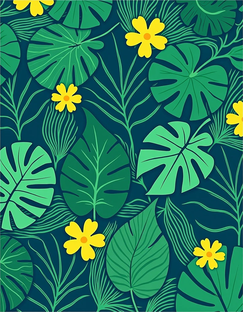 Lush Tropical Jungle Foliage Rug