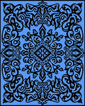 Bold Black Scrollwork With Blue Pattern Rug