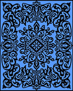 Bold Black Scrollwork With Blue Pattern Rug