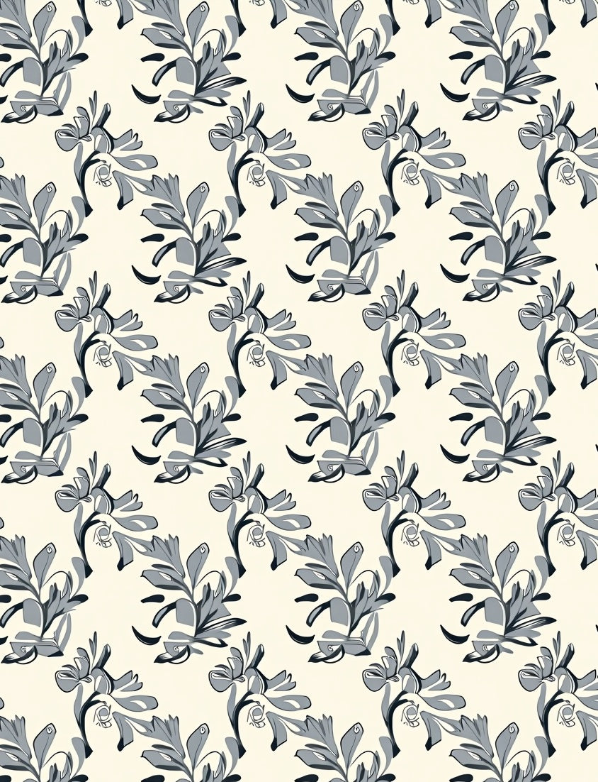 Abstract Floral Scroll Pattern Rug