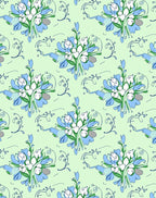 Light Blue Floral Sketch Pattern Rug