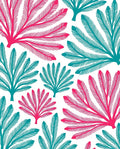 Fanned Leaf Pattern With Teal Pink Rug