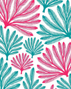 Fanned Leaf Pattern With Teal Pink Rug