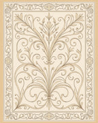Ornate Rococo Floral Filigree Design Rug