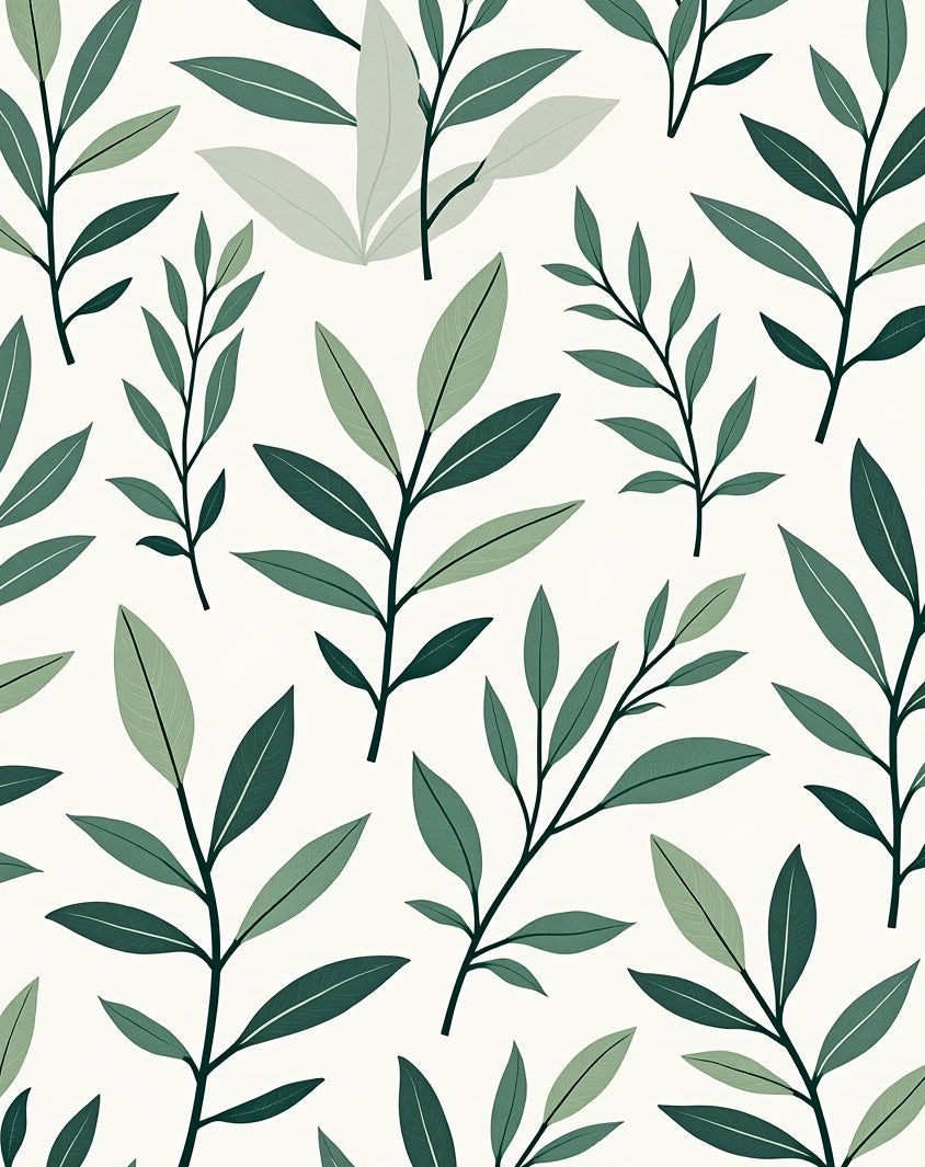Leafy Branch Subtle Green Pattern Rug