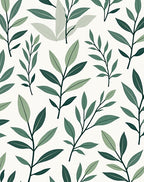 Leafy Branch Subtle Green Pattern Rug
