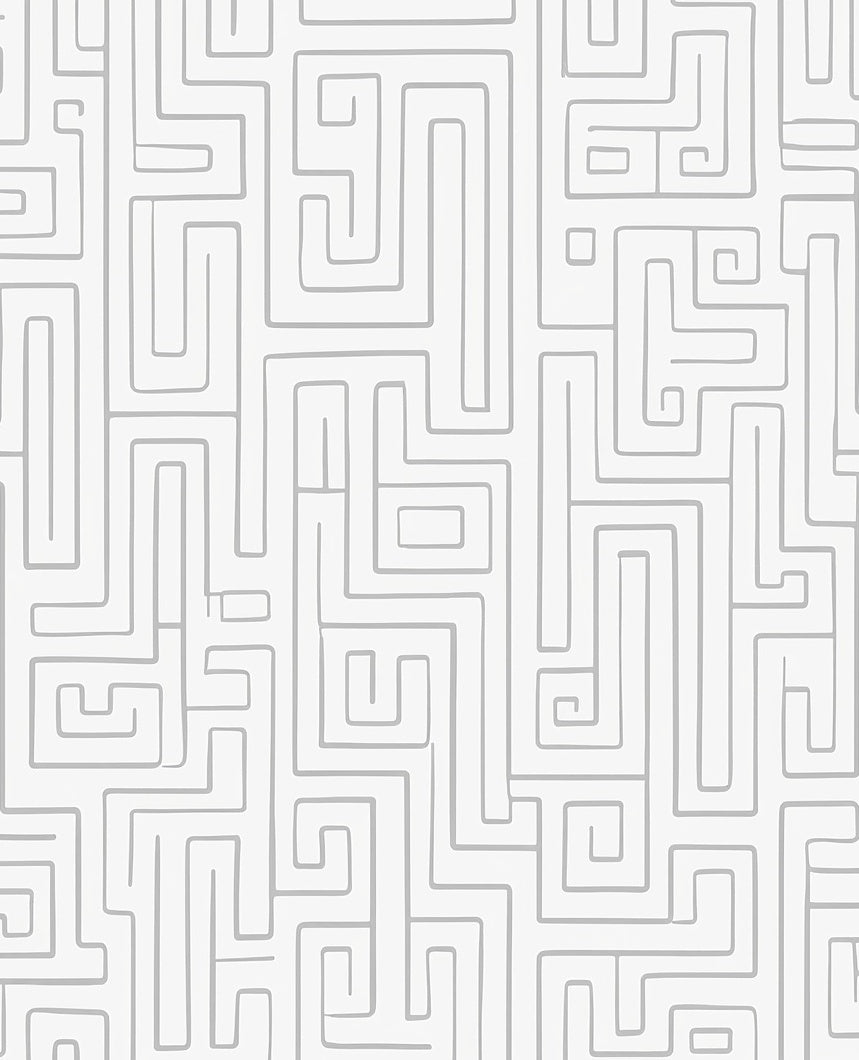 Abstract Labyrinth Gray Pattern Rug