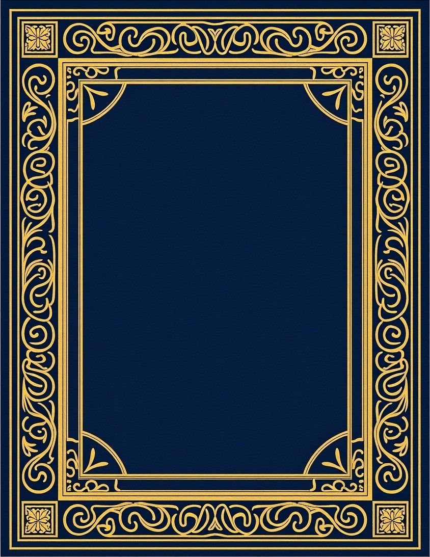 Ornate Gold Border Classic Navy Rug