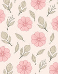 Delicate Pink Blossom Leaf Pattern Rug