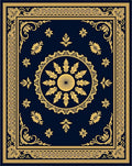 Ornate Gold Floral Medallion Rug