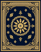Ornate Gold Floral Medallion Rug