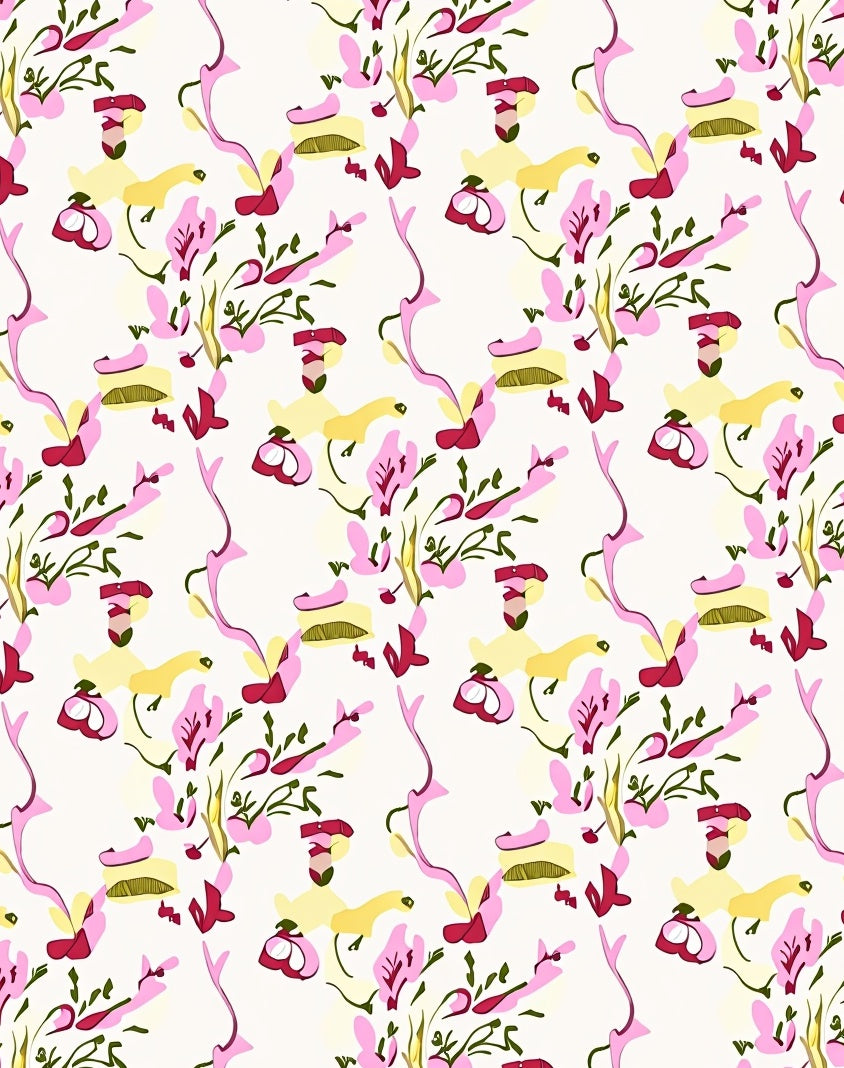 Whimsical Abstract Floral Print Rug