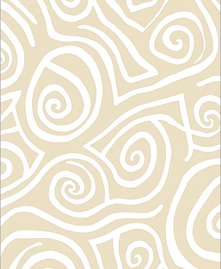 Cream and White Swirl Pattern Rug