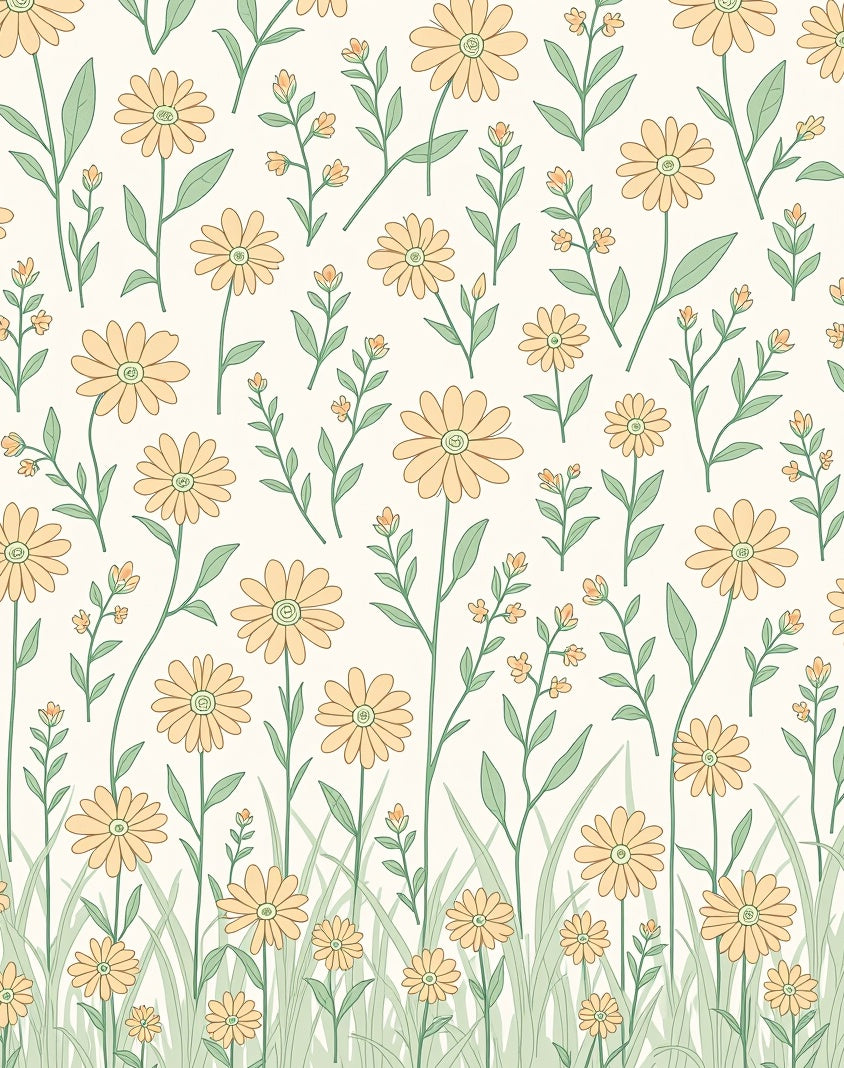 Daisies In 2 Tone Garden Pattern Rug