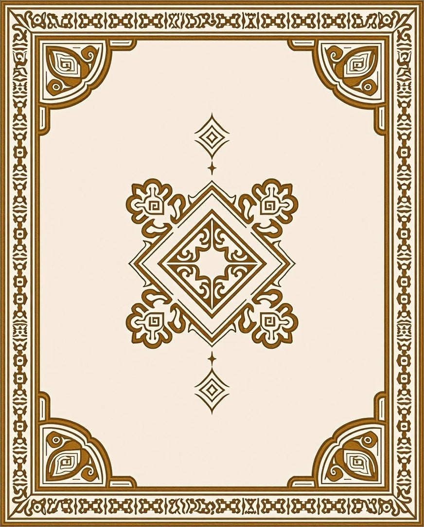 Ornate Center Medallion Border Design Rug
