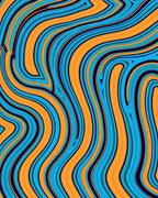 Vibrant Orange Blue Swirl Pattern Rug