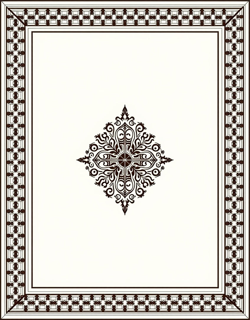 Ornate Framed Geometric Motif Rug