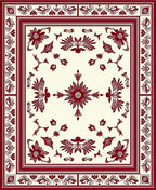 Red Floral Medallion Border Rug