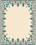 Elegant Teal Floral Scrollwork Design Rug