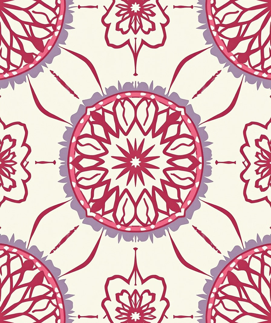 Round Floral Pattern Vibrant Design Rug