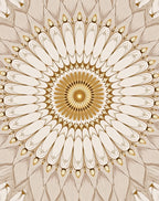 Golden Sunburst Mandala Style Rug