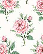 Soft Pink Rose Floral Pattern Rug