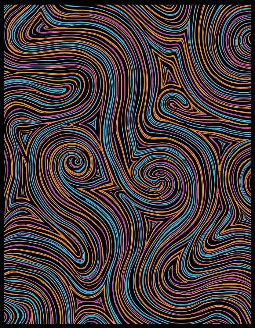 Abstract Swirls In Vibrant Colors Rug