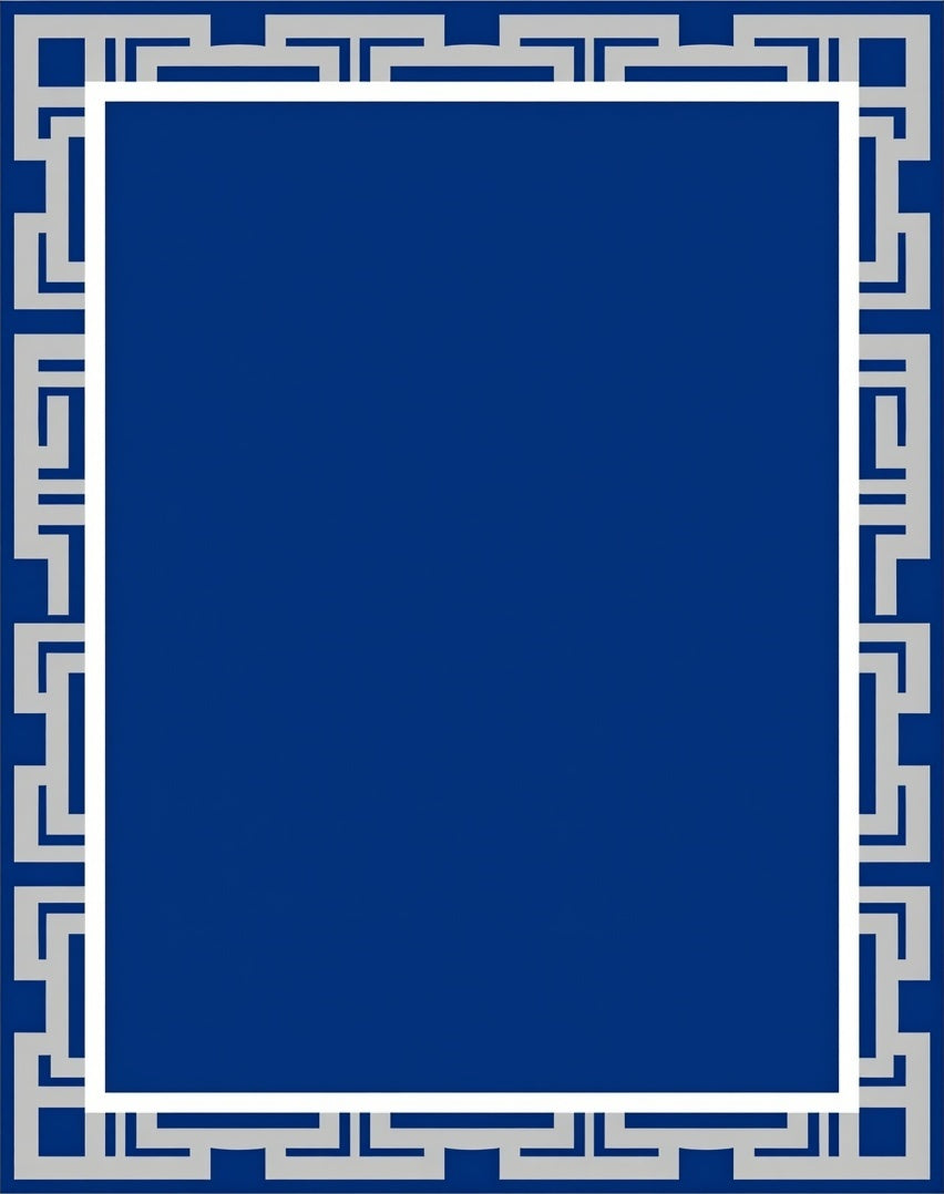 Classic Blue Geometric Border Rug
