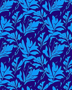 Bold Blue Tropical Leaf Pattern Rug