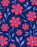 Vibrant Red Flower Navy Floral Rug