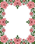 Vintage Pink Rose Floral Border Design Rug