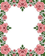 Vintage Pink Rose Floral Border Design Rug