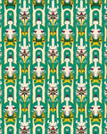 Emerald Ivory Geometric Floral Design Rug