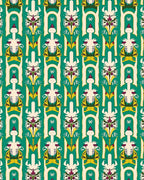 Emerald Ivory Geometric Floral Design Rug