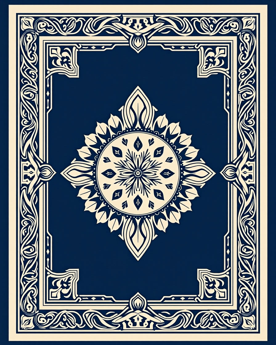 Ornate Mandala Border Design Rug