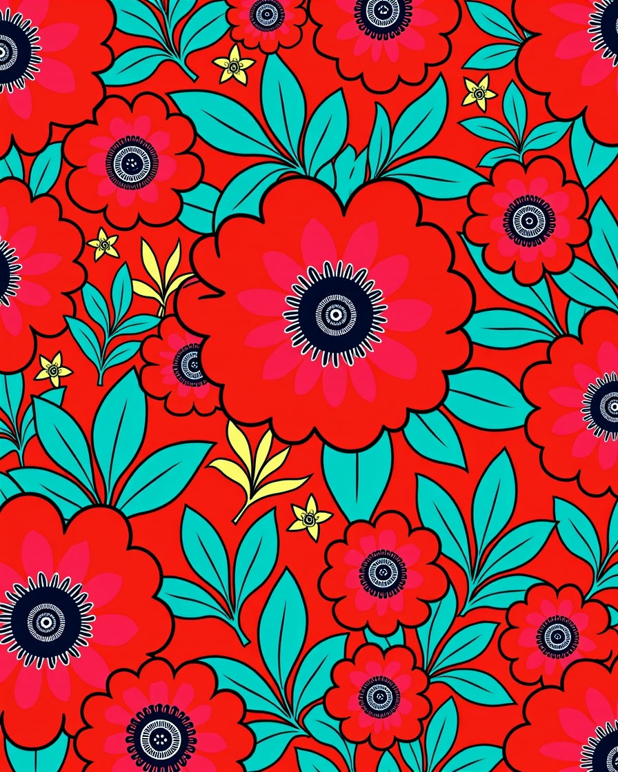 Bold Retro Floral Pattern Design Rug