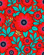 Bold Retro Floral Pattern Design Rug