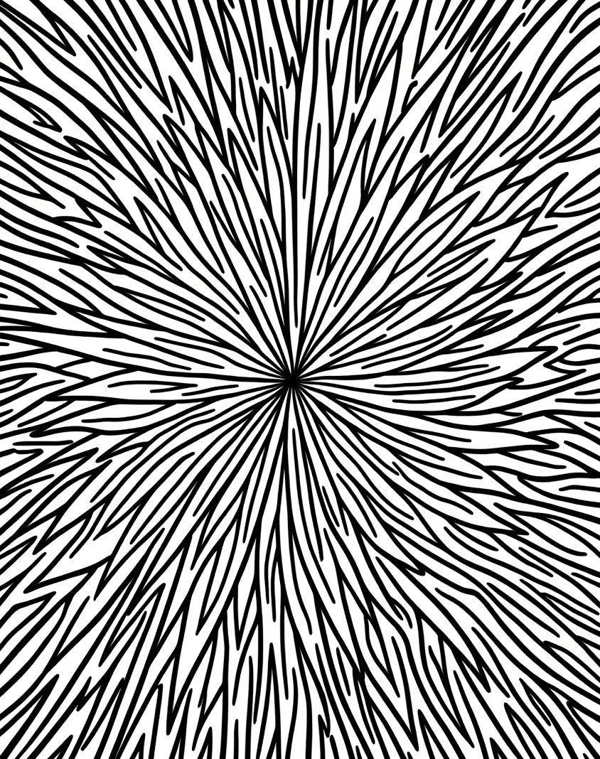Abstract Radial Black White Graphic Rug