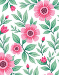 Pink Floral Botanical Pattern Rug