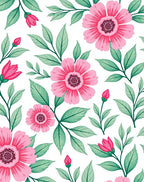 Pink Floral Botanical Pattern Rug